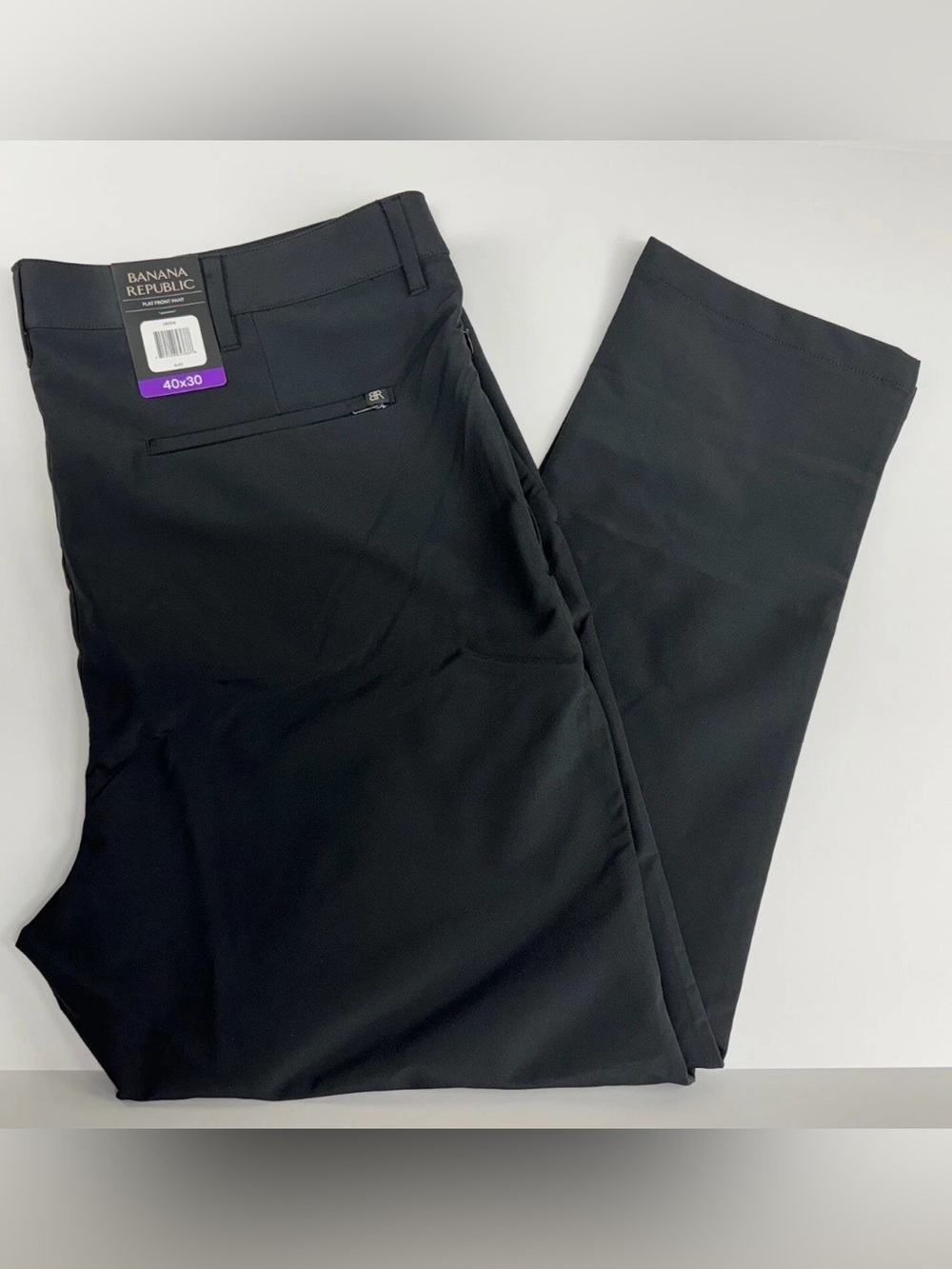Banana Republic Men's Flat Front Pant Slim Fit Stretch Fabric 40x30 Black